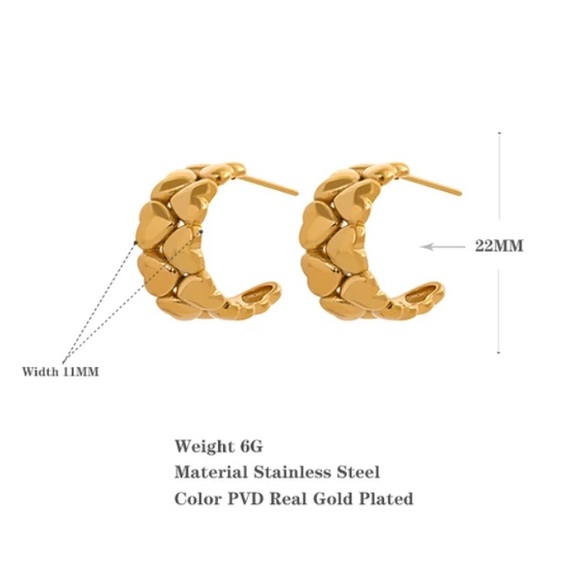 💛Gold plated hearts hoop earrings - Picture 3 of 5